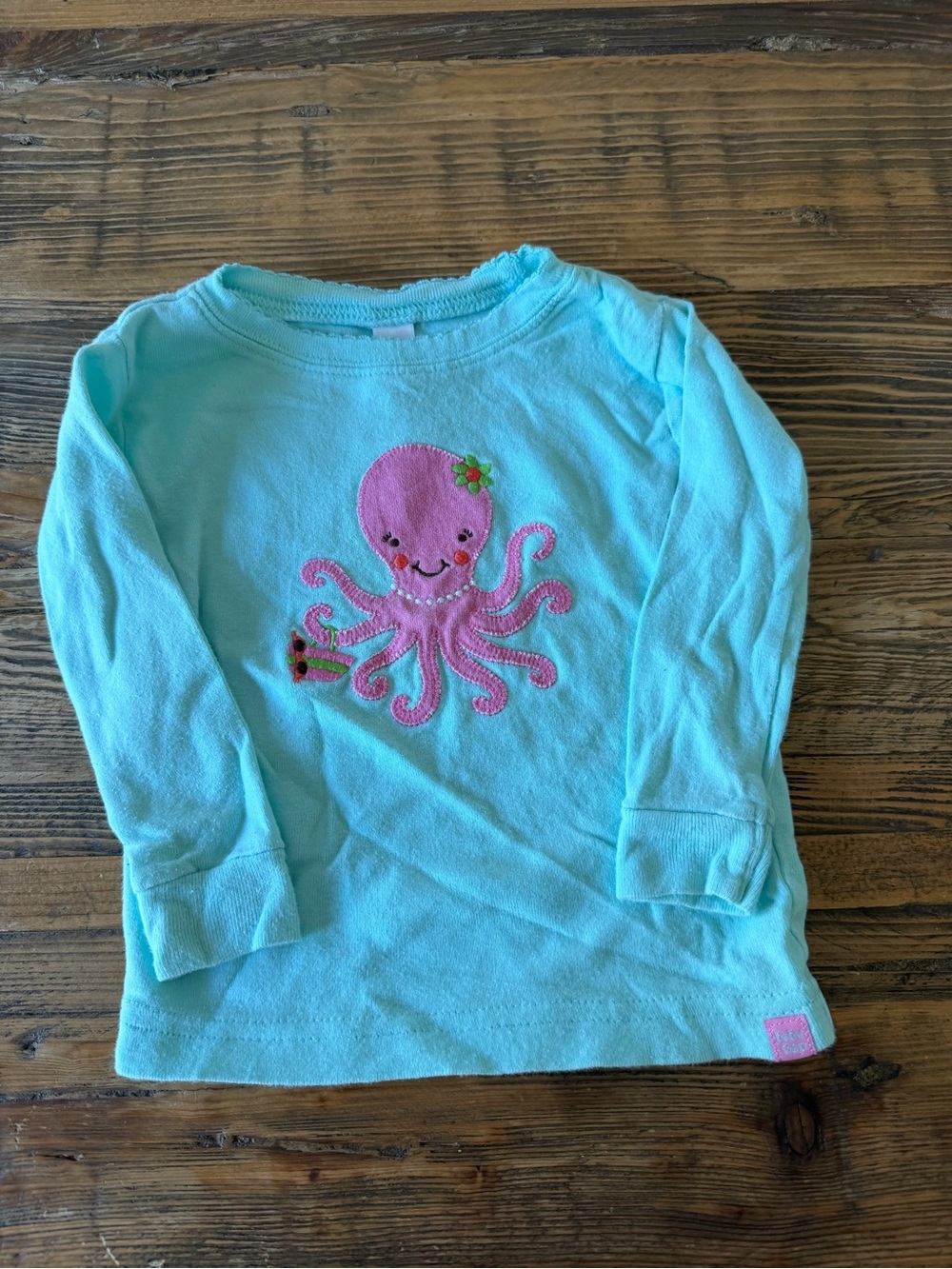 GAP Kids Aqua Long-Sleeve Top with Pink Octopus Sleepwear Set